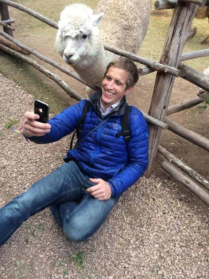 Chilling with a llama in Cuzco, Peru.